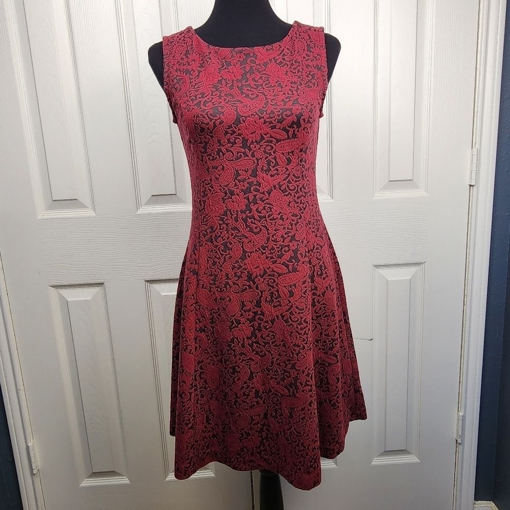 Joe Fresh Black and Red Floral Sleeveless A-Line Cocktail Dress Size XS